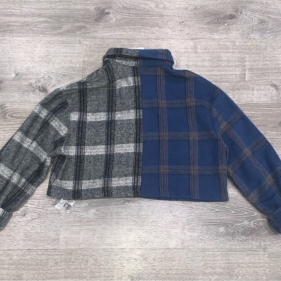 NWT URBAN OUTFITTERS BUTTER MELON BOXY PLAID FLANNEL CROP JACKET SHIRT M - Picture 10 of 10